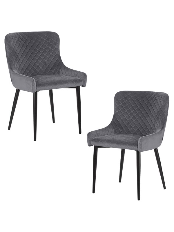 Набор 2 шт Стул обеденный DOBRIN RICHARD, черные матовые ножки, темно-серый велюр (V108-91)