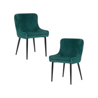 Набор 2 шт Стул обеденный DOBRIN RICHARD, черные матовые ножки, зелёный велюр (V108-64)