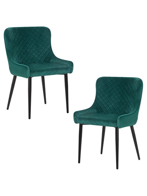 Набор 2 шт Стул обеденный DOBRIN RICHARD, черные матовые ножки, зелёный велюр (V108-64)