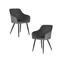 Набор 2 шт Стул обеденный DOBRIN ROBERT, черные матовые ножки, велюр V108-92 Антрацит