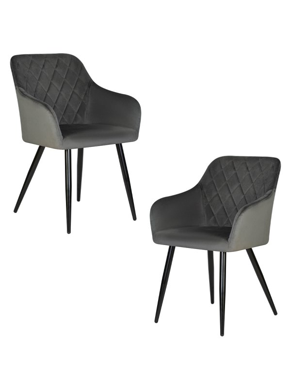 Набор 2 шт Стул обеденный DOBRIN ROBERT, черные матовые ножки, велюр V108-92 Антрацит