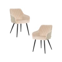 Набор 2 шт Стул обеденный DOBRIN ROBERT, черные матовые ножки, велюр V108-98 Бежевый