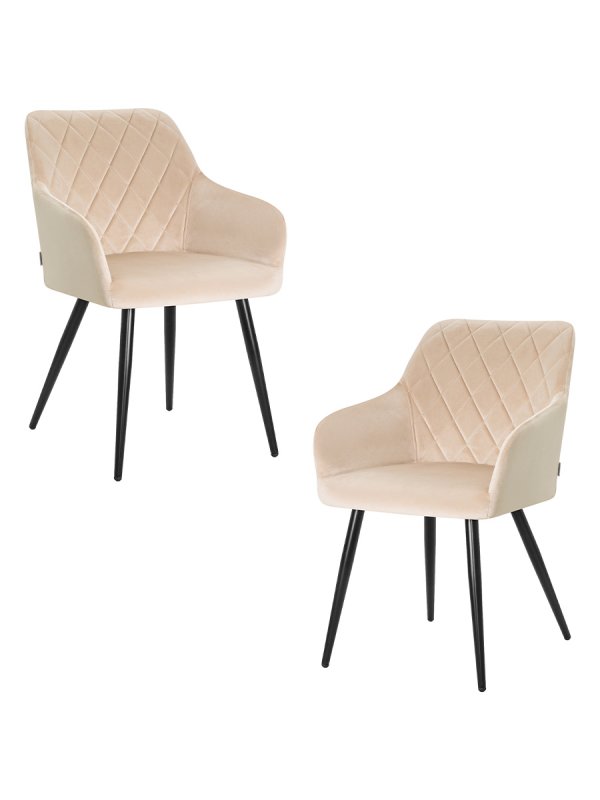 Набор 2 шт Стул обеденный DOBRIN ROBERT, черные матовые ножки, велюр V108-98 Бежевый