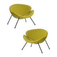 Набор 2 шт Кресло дизайнерское DOBRIN EMILY, светло-зеленая ткань AF3, черное основание