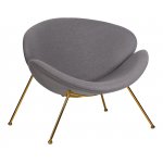 Набор 2 шт Кресло дизайнерское DOBRIN EMILY, серая ткань AF7, золотое основание
