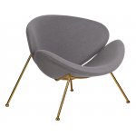 Набор 2 шт Кресло дизайнерское DOBRIN EMILY, серая ткань AF7, золотое основание