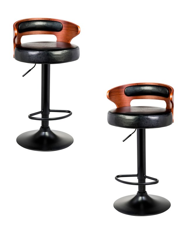 Набор 2 шт Стул барный DOBRIN FRED BLACK, коричневое дерево, чёрный Набор 2 шт Стул барный DOBRIN FRED BLACK, коричневое дерево, чёрный