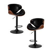 Набор 2 шт Стул барный DOBRIN KARTER BLACK, коричневый орех дерево (BWW), черный PU