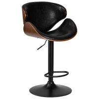 Стул барный DOBRIN KARTER BLACK, коричневый орех дерево (BWW), черный PU