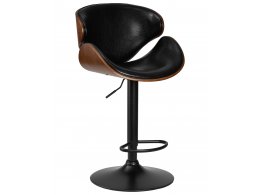 Стул барный DOBRIN KARTER BLACK, коричневый орех дерево (BWW), черный PU