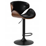 Стул барный DOBRIN KARTER BLACK, коричневый орех дерево (BWW), черный PU