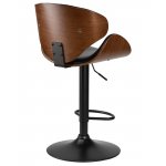Набор 2 шт Стул барный DOBRIN KARTER BLACK, коричневый орех дерево (BWW), черный PU