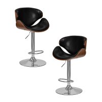 Набор 2 шт Стул барный DOBRIN KARTER, коричневое дерево, чёрный