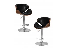 Набор 2 шт Стул барный DOBRIN KARTER, коричневое дерево, чёрный