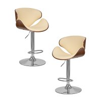 Набор 2 шт Стул барный DOBRIN KARTER, коричневое дерево, кремовый Набор 2 шт Стул барный DOBRIN KARTER, коричневое дерево, кремовый