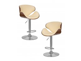 Набор 2 шт Стул барный DOBRIN KARTER, коричневое дерево, кремовый