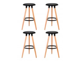 Набор 4 шт Табурет барный DOBRIN ROYCE, ножки светлый бук, цвет чёрный (B-03)