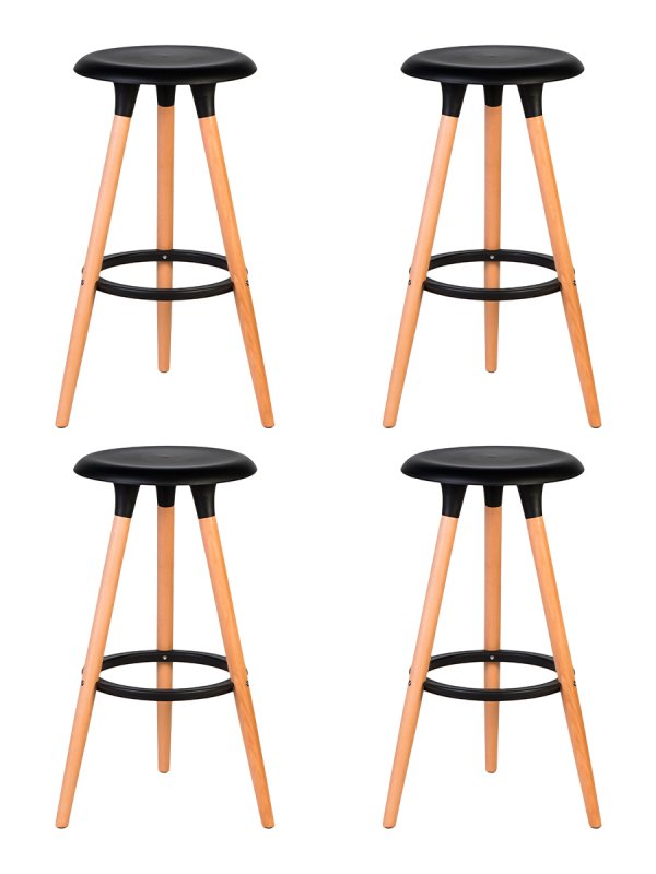 Набор 4 шт Табурет барный DOBRIN ROYCE, ножки светлый бук, цвет чёрный (B-03)
