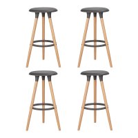 Набор 4 шт Табурет барный DOBRIN ROYCE, ножки светлый бук, цвет темно-серый (GR-04)