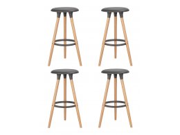 Набор 4 шт Табурет барный DOBRIN ROYCE, ножки светлый бук, цвет темно-серый (GR-04)