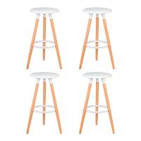 Набор 4 шт Табурет барный DOBRIN ROYCE, ножки светлый бук, цвет белый (W-02)