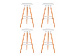 Набор 4 шт Табурет барный DOBRIN ROYCE, ножки светлый бук, цвет белый (W-02)