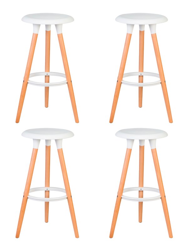 Набор 4 шт Табурет барный DOBRIN ROYCE, ножки светлый бук, цвет белый (W-02)