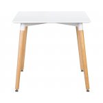 Стол обеденный DOBRIN SERRA, ножки светлый бук, столешница белая