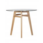 Стол обеденный DOBRIN HENRY`90 GLASS, столешница стекло, деревянное основание