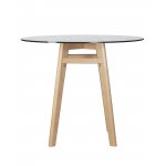 Стол обеденный DOBRIN HENRY`90 GLASS, столешница стекло, деревянное основание