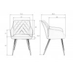 Набор 2 шт Стул обеденный DOBRIN ROBERT, черные матовые ножки, велюр V108-98 Бежевый