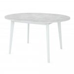 Стол Oslo круглый раскладной 110-140x110x76см, Бетон лайт, белый