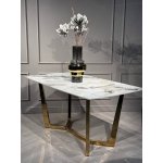 Стол обеденный Ланс DT-2852M,160х90х75 см, белая керамика/золотой