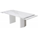 Стол МОЦАРТ 200 Белый мрамор, стекло / Белый М-City