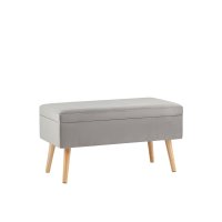 Банкетка Сторми с ящиком, велюр серый