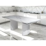 Стол МОЦАРТ 200 Белый мрамор, стекло / Белый М-City