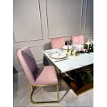 Стол обеденный Прайм IST-801, 180х90х76 см, жемчужный белый/золотой