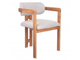 Стул Rich рогожка бежево-голубая с ножками цвета орех