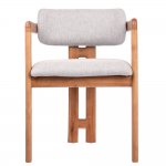 Стул Rich рогожка бежево-голубая с ножками цвета орех