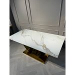 Стол обеденный Прайм IST-801, 180х90х76 см, жемчужный белый/золотой