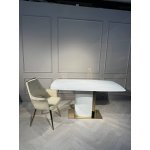 Стол обеденный Барнео BS1802-160GR, 160х90х76 см, светло-серый/золото