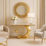 Стол-консоль Дрим IST-800,120х40х78 см, белый бентли/золотой