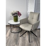 Стул STIG 360 град. поворот.  HF017-11 / HF017-12 Бежевый, экокожа / Черный каркас, ®DISAUR