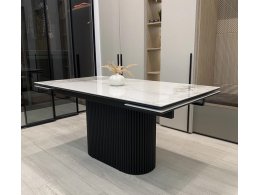 Стол АРИЯ 160 Белый мрамор MATTE, керамика / Черный каркас М-City