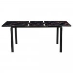 Стол Areal раскладной 140-180х80х75 чёрный мрамор с чёрными ножками