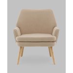 Кресло Харви бежевый с коричневой экокожей деревянные ножки