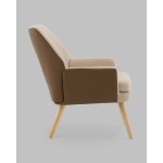 Кресло Харви бежевый с коричневой экокожей деревянные ножки