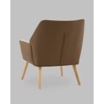 Кресло Харви бежевый с коричневой экокожей деревянные ножки