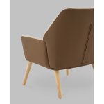 Кресло Харви бежевый с коричневой экокожей деревянные ножки