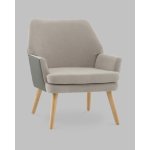 Кресло Харви серый с серой экокожей деревянные ножки